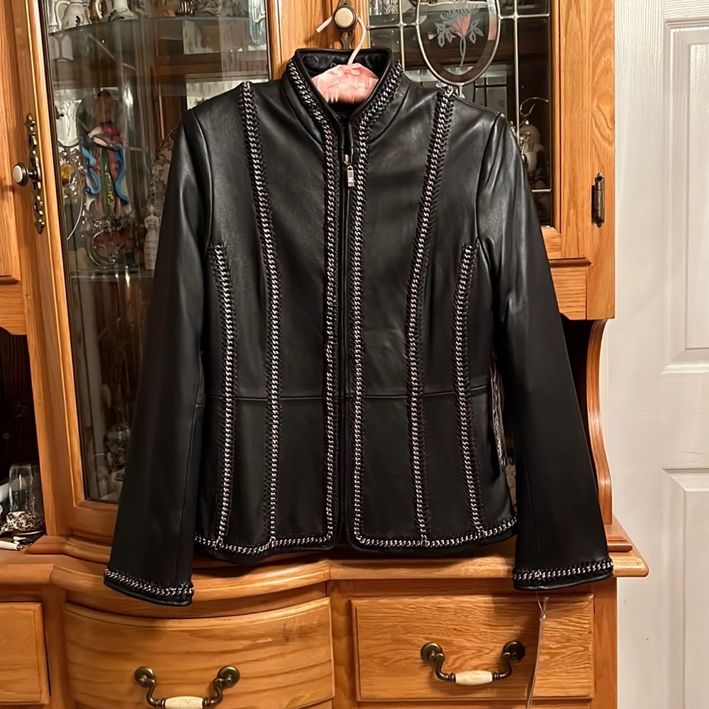 Pamela McCoy Leather and Chains XS Black Jacket